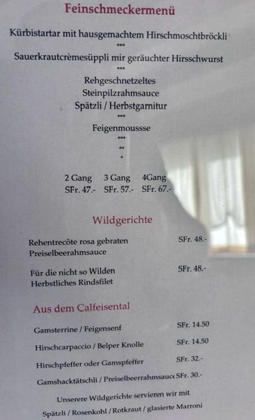 Feinschmeckermenu Rest. Linde Berschis